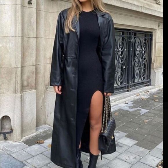 Black maxi leather coat - Picture 6 of 12